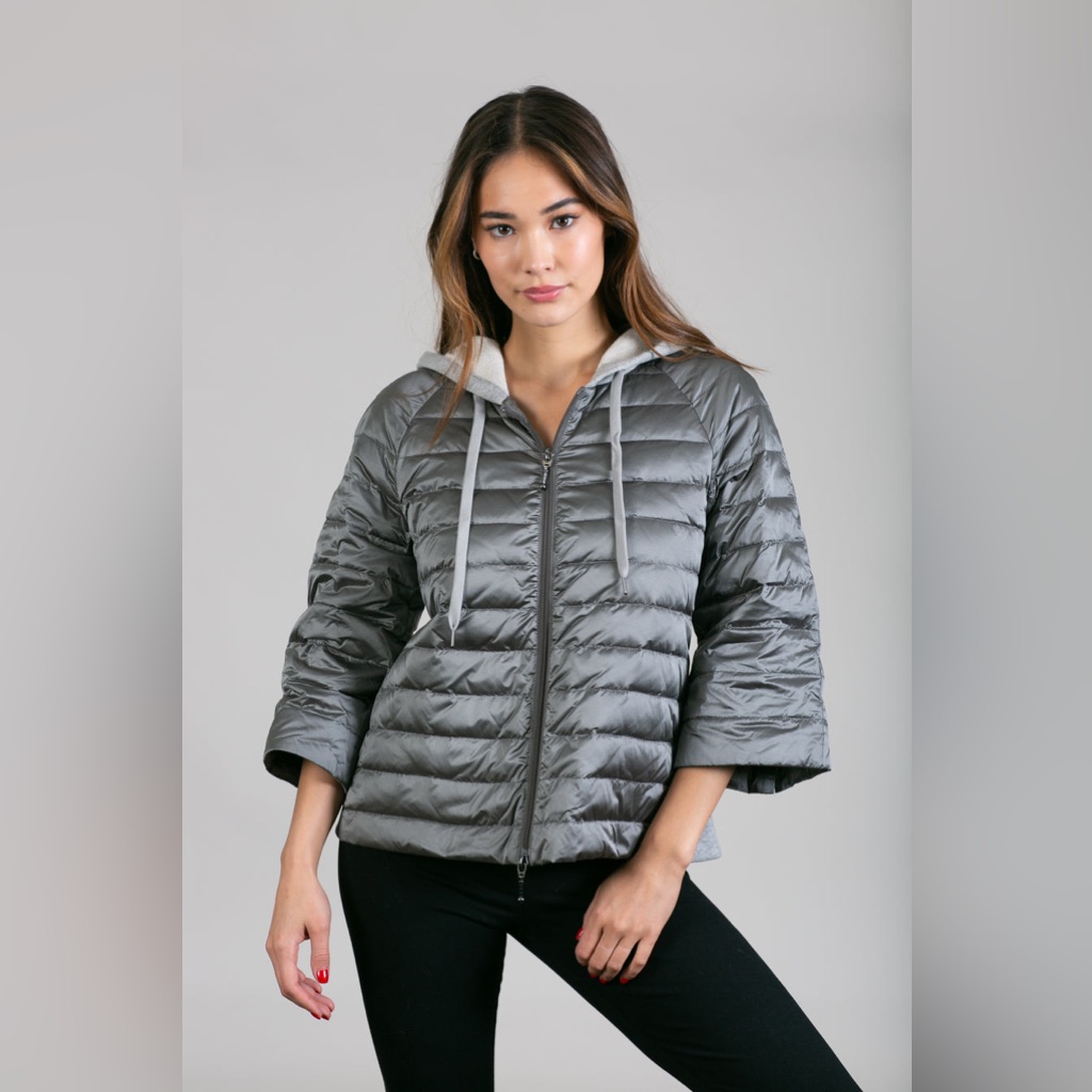 Anorak Hooded Flare Jacket In Antique Silver